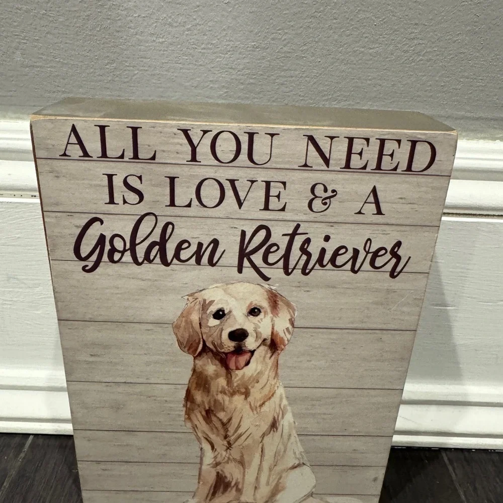 NWOT Golden Retriever 8 x 6 in All You Need Love & a Golden Retriever Wall Art